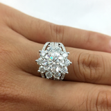 3ct Round Cut VVS1 Diamond Engagement Ring 14k WhiteGold Finish Floral Solitaire