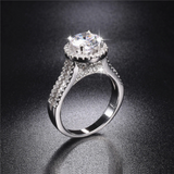 1.9ct Round Cut Diamond Engagement Ring 18k White Gold Finish Accents Solitaire
