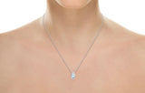 1ct Diamond Pendant Chain Marquise Cut Bezel Set Solitaire 14k White Gold Finish