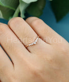 0.3ct Round Cut Moissanite Curved Women Wedding Band 14k Rose Gold Plated