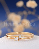 0.2ct Princess Cut Simulated Diamond Bridal Set Solitaire 14k Yellow Gold Plated