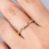 0.15ct Round Cut Moissanite Minimalist Engagement Ring 14K Yellow Gold Plated
