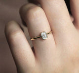 1ct Emerald Cut Diamond Engagement Ring Bezel Set Solitaire 14k Yellow Gold Over