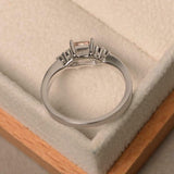 2ct Engagement Ring Princess Cut Morganite Diamond Petite 14k White Gold Finish