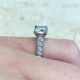 2.2ct Round Cut Moissanite Channel Set Engagement Ring 14k White Gold Plated