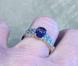4ct Oval Cut Purple Amethyst Solitaire with Accent Ring 14k White Gold Finish