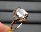 2.3ct Cushion Cut Morganite Swirl Twist Solitaire Ring 14k Yellow Gold Finish