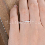 0.3ct Round Cut Moissanite Minimalist Women Wedding Band 14k White Gold Plated