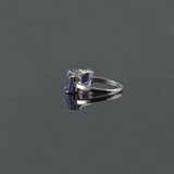 2ct Engagement Ring Emerald Cut Purple Amethyst Three Stone 14k WhiteGold Finish