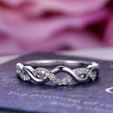 0.57ct Round Cut VVS1D Diamond Wedding Band Ring Infinity 14k White Gold Finish