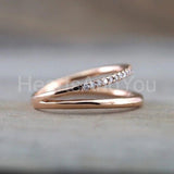 0.2ct Round Cut Moissanite Dual Row Split Band Women Band 14k Rose Gold Plated