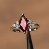 1.4ct Marquise Cut Pink Ruby Fancy Design Engagement Ring 14k White Gold Finish