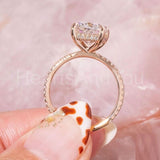 2.3ct Cushion Simulated Diamond Hidden Halo Engagement Ring 14k Rose Gold Plated