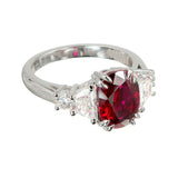2.9ct Oval Cut Pink Ruby Engagement Ring Diamond Accents 14k White Gold Finish