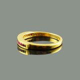 1ct Wedding Ring Band Princess Cut Pink Ruby Channel Set 14k Yellow Gold Finish