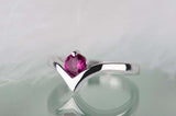 0.5ct Round Pink Sapphire Engagement Ring Solitaire Curved 14k White Gold Finish