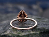 1.3Ct Pear Cut Red Garnet Halo Beau Solitaire Engagement Ring 14K Rose Gold Over