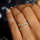 0.2ct Round Cut Moissanite Dainty Stacking Wedding Band 14K Yellow Gold Plated