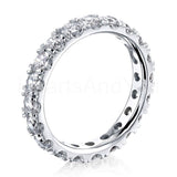 2.1ct Round Cut Moissanite Stackable Eternity Wedding Band 14k White Gold Plated