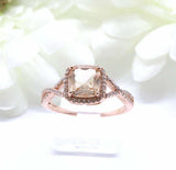 2ct Cushion Cut Morganite Engagement Ring Split Shank Halo 14k Rose Gold Finish