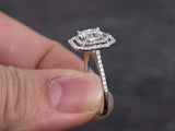 2.5ct Princess Diamond Round Accent Dual Halo Engagement Ring 14k WhiteGold Over