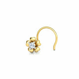 0.3ct Round Cut Diamond Floral Twist Nose Pin Ring Piercing 14k Yellow Gold Over