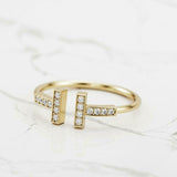 Open Stackable Band Engagement Ring 1.2ct Round Cut Diamond 14k Yellow Gold Over