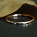 0.15ct Round Cut Moissanite Minimalist Flush Set Women Band 14K WhiteGold Plated