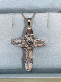 1.2ct Asscher Cut Simulated Diamond Cross Pendant 14k White Gold Plated NO CHAIN