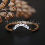 0.25ct Round Cut Moissanite Curved Stackable Wedding Band 14K Yellow Gold Plated