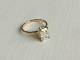 1.6ct Emerald Cut Diamond Engagement Ring Classic Solitaire 14k Yellow Gold Over
