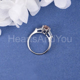 1ct Emerald Cut Simulated Morganite Trilogy Engagement Ring 14k WhiteGold Plated
