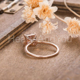1ct Princess Cut Simulated Peach Morganite Minimalist Ring 14k Rose Gold Plated