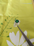 1ct Engagement Ring Round Cut Green Emerald Floral Filigree 14k WhiteGold Finish