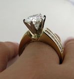 5Ct Pear Cut Diamond Solitaire Ring 14K Yellow Gold Over Two Row Princess Accent