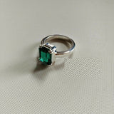 2ct Engagement Ring Cut Green Emerald Solitaire Women 14k White Gold Finish