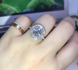4Ct Round Cut Diamond Dual Halo Elegant Engagement Ring 14K White Gold Finish