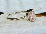 1ct Pear Cut Simulated Peach Morganite Solitaire Ring 14k White Gold Plated