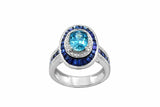 2ct Oval Blue Aquamarine Engagement Ring Dual Halo Art Deco 14k White Gold Over