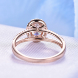 2ct Oval Cut Diamond Engagement Ring Halo Split Shank 14k Rose Gold Finish