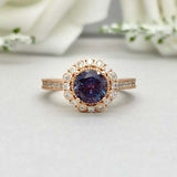 2.1ct Round Cut London Blue Topaz Halo Milgrain Vintage Ring 14k YellowGold Over