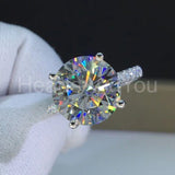 2.2ct Round Cut Moissanite Hidden Halo Engagement Ring 14k White Gold Plated