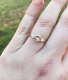 1.5ct Round Cut Peach Morganite Trilogy Engagement Ring 14k Yellow Gold Finish