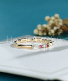 0.5ct Baguette Simulated Diamond Minimalist Wedding Band 14k Yellow Gold Plated