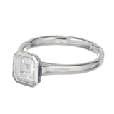 0.6ct Asscher Cut Diamond Engagement Ring Bezel Set Solitaire 14k WhiteGold Over
