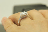 4Ct Cushion Cut DVVS1 Diamond Hidden Halo Engagement Ring 14K White Gold Finish