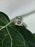 Dual Three Accent Women Engagement Ring 2.2ct Radiant Diamond 14k WhiteGold Over
