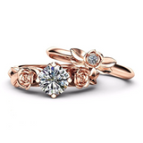 1.8ct Round Cut Diamond Engagement Ring 14k Rose Gold Finish Floral Bridal Set