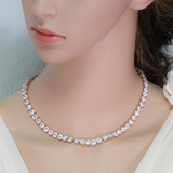 30 Ct Round Cut VVS1/D Diamond Tennis Necklace Solid 14K Rose Gold Over