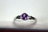 0.4ct Engagement Ring Oval Cut Purple Amethyst Solitaire 14k White Gold Finish